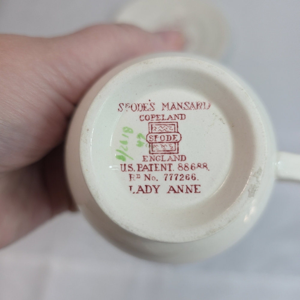 Spode Lady Anne Cup & Saucer Set Roses Center Sculptured Diamond Pattern Rim - Picture 9 of 14